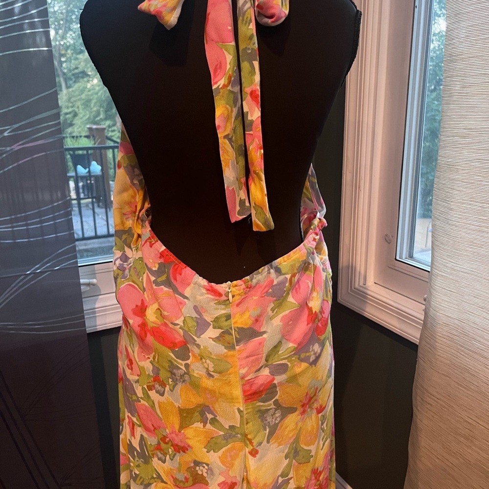 Lucy Paris Vibrant Floral Backless Midi Halter Dress - Picture 6 of 8